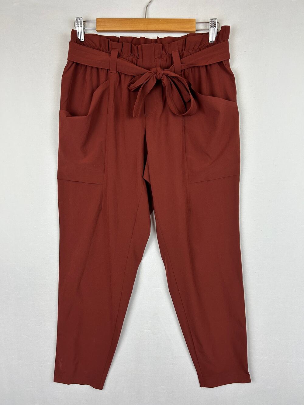 Athleta Skyline Pant Red Belted Elastic Waist 292915 Women's Size 6P 6 Petite
